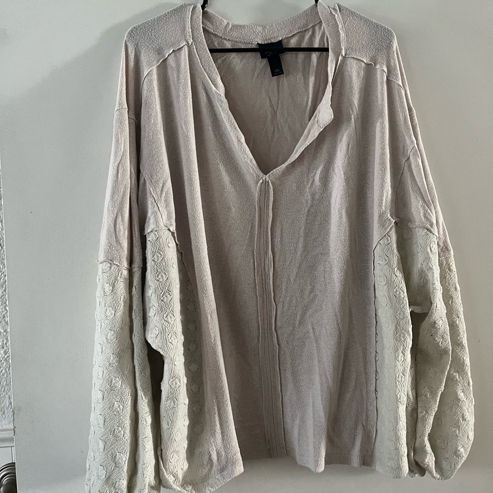 Mud Pie Tan Oversized Off-the-Shoulder Sweater